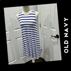 Old Navy Summer T-shirt Tank Dress blue and white striped